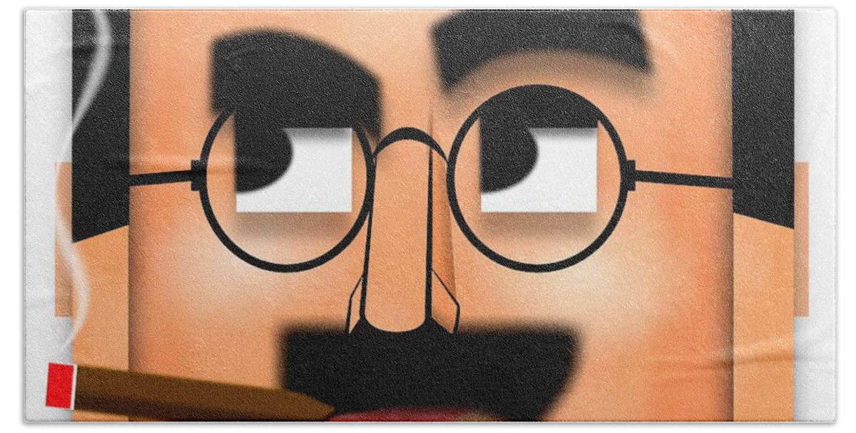 Groucho Marx Beach Towel featuring the digital art Groucho Marx Blockhead by John Wills