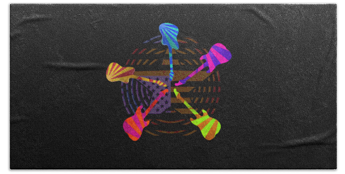 Guitar Beach Towel featuring the digital art Guitars Stars And Stripes by Guitarwacky Fine Art