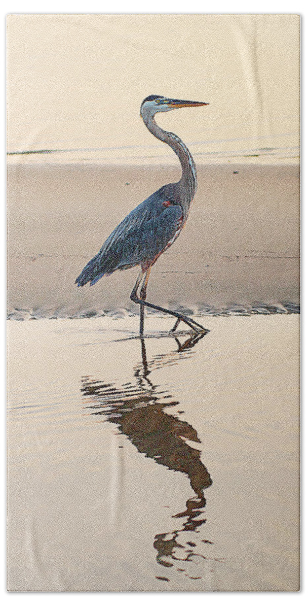 Wildlife Beach Sheet featuring the photograph Gulf Port Great Blue Heron by Scott Cordell