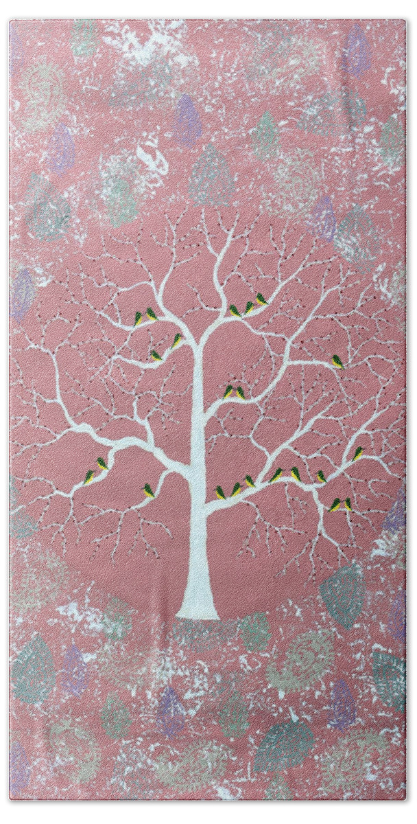 Treescape Beach Towel featuring the painting Gulvan Vriksh by Sumit Mehndiratta