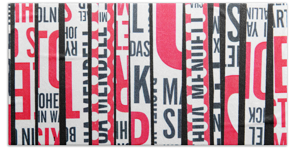 Haiku Beach Sheet featuring the mixed media Haiku in red and black by Elena Nosyreva