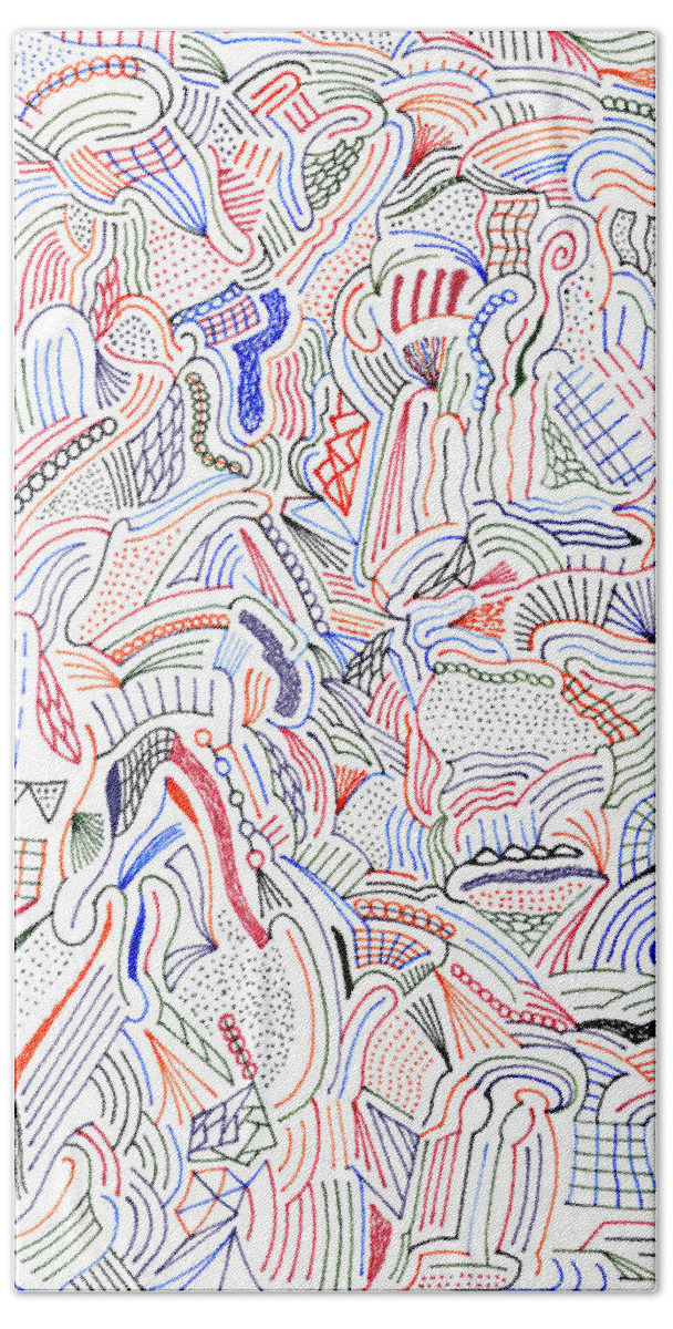 Mazes Beach Towel featuring the drawing Hallucination by Steven Natanson