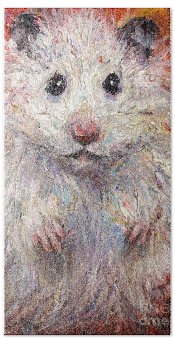 Hamster Beach Sheet featuring the painting Hamster Painting by Svetlana Novikova