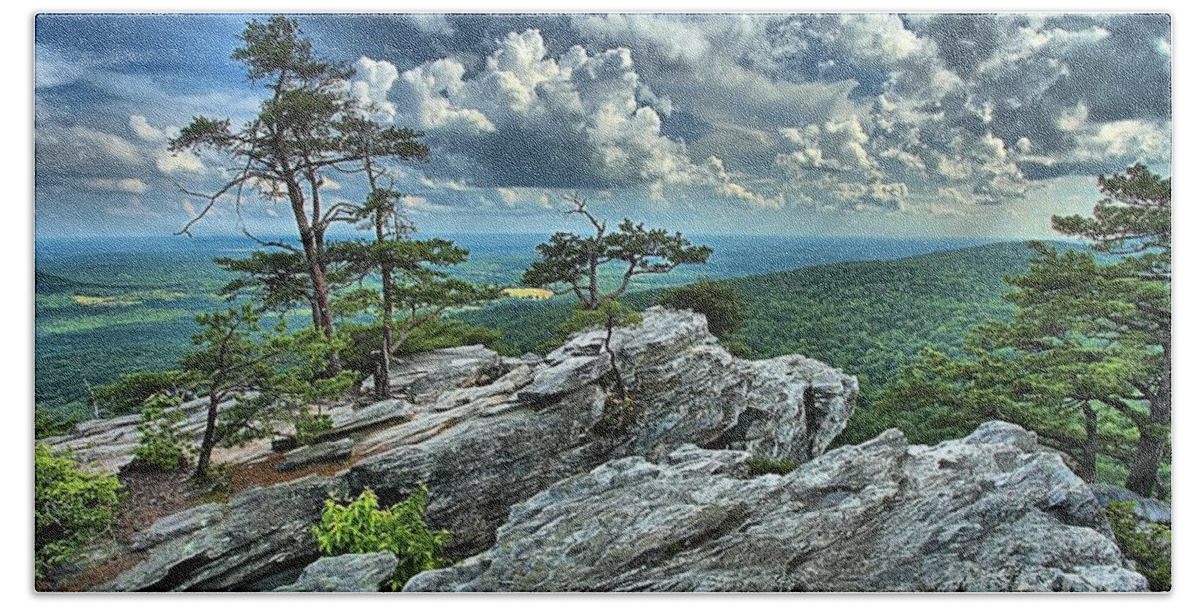 Hanging Rock State Park Beach Towel featuring the photograph Hanging Rock Overlook by Adam Jewell