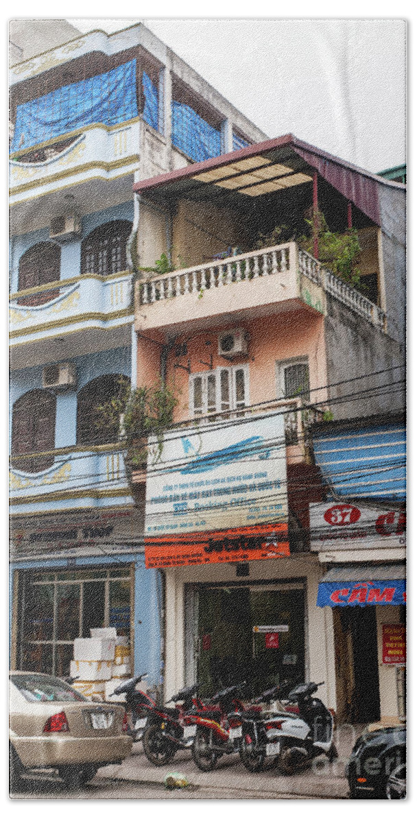 Vietnam Beach Towel featuring the photograph Hanoi Shophouses 13 by Rick Piper Photography