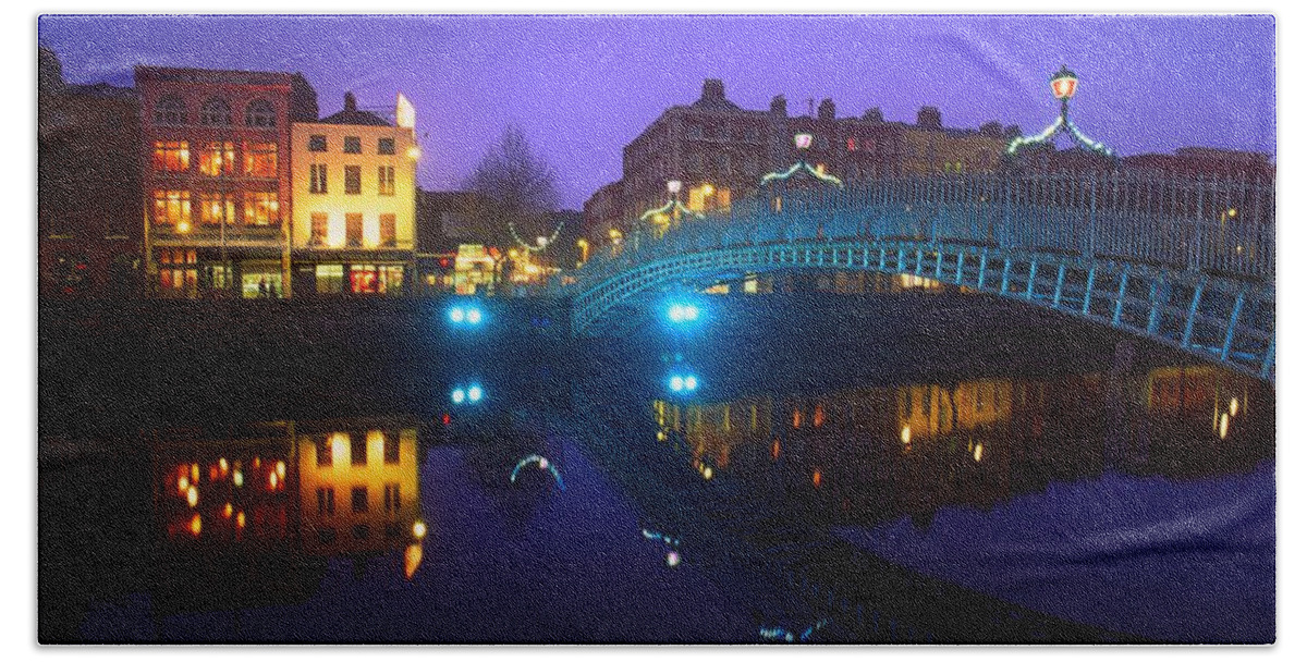 Bridge Beach Towel featuring the photograph Hapenny Bridge, Dublin, Ireland by The Irish Image Collection 