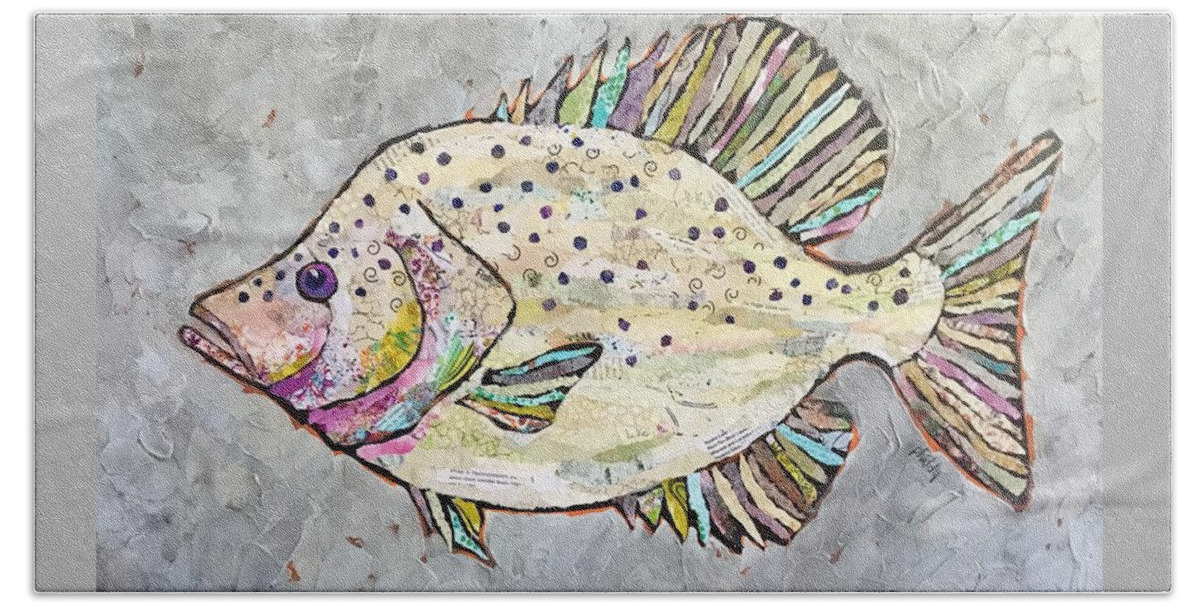 Fish Beach Sheet featuring the painting Happy Crappie by Phiddy Webb