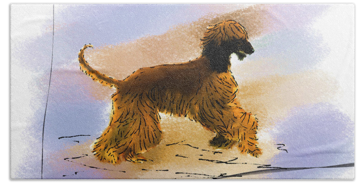 Afghan Hound Beach Towel featuring the painting Happy Dance by Diane Chandler