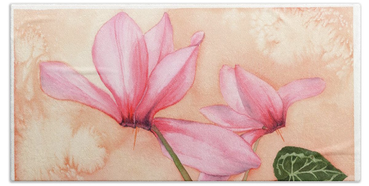 Cyclamen Beach Towel featuring the painting Happy Dance by Hilda Wagner