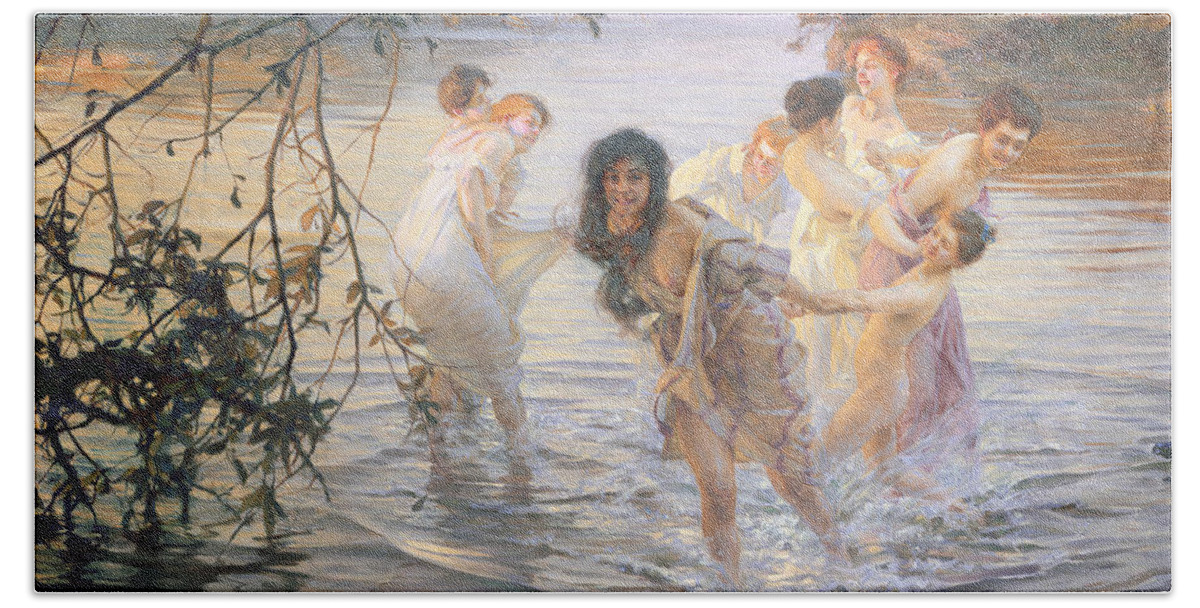 Happy Games Beach Towel featuring the painting Happy Games by Paul Chabas