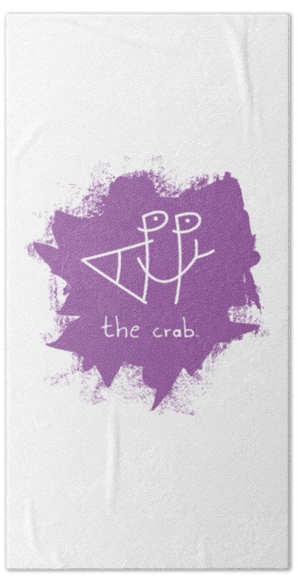 Happy Beach Towel featuring the mixed media Happy the Crab - purple by Chris N Rohrbach