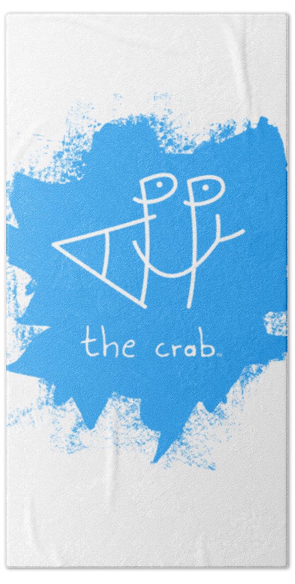 Happy Beach Towel featuring the mixed media Happy the Crab - blue by Chris N Rohrbach