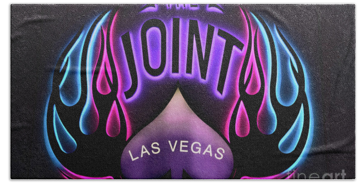 The Joint Beach Towel featuring the photograph Hard Rock Casino the Joint Pink Blue and Purple Lights by Aloha Art