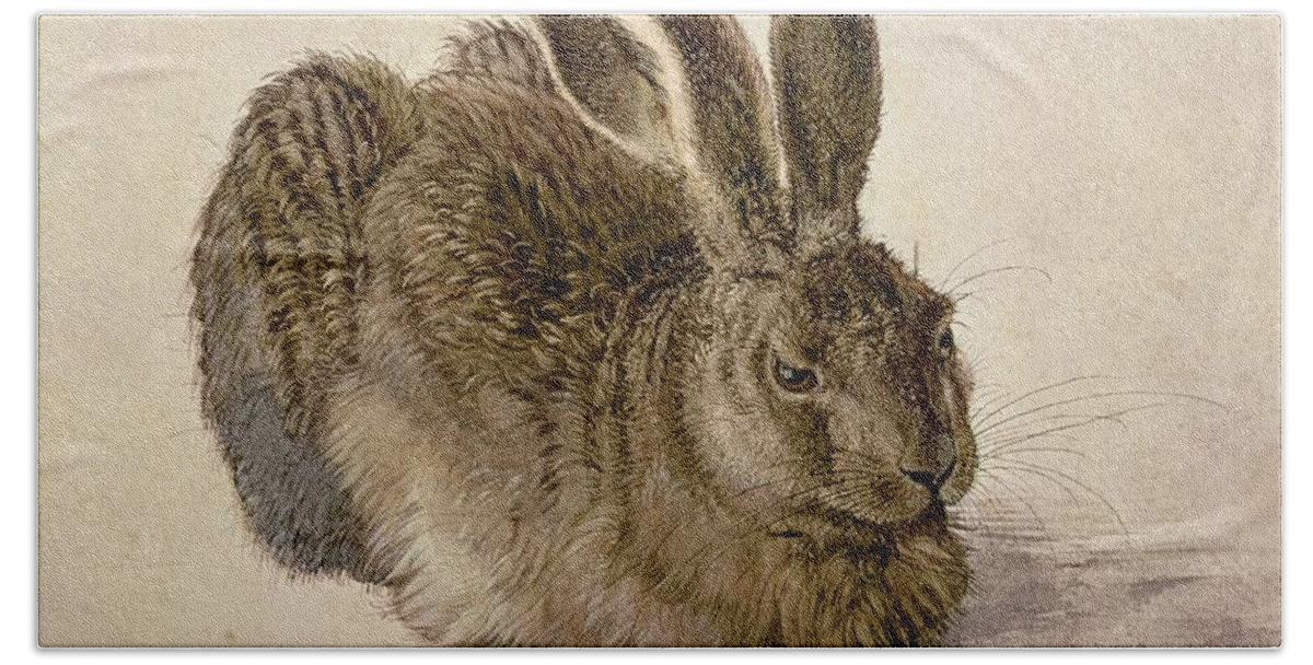 Hare Beach Towel featuring the painting Hare by Albrecht Durer