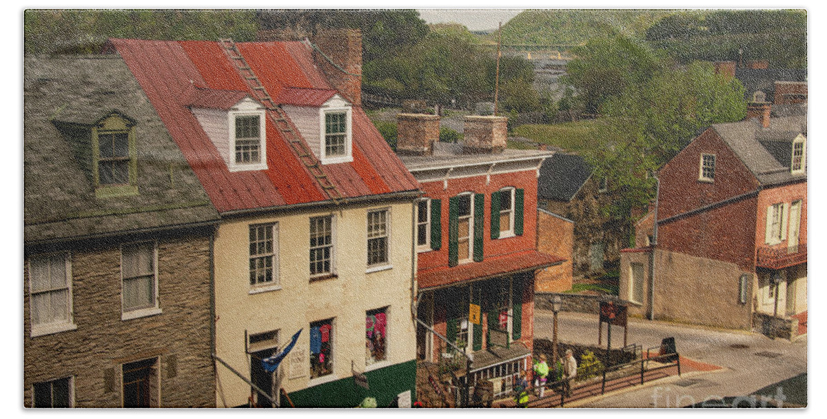 Harper's Ferry National Historic Park Beach Towel featuring the photograph Harper's Ferry Cityscape by Bob Phillips