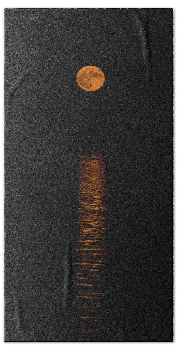 Moon Beach Towel featuring the photograph Harvest Moonrise by Paul Freidlund