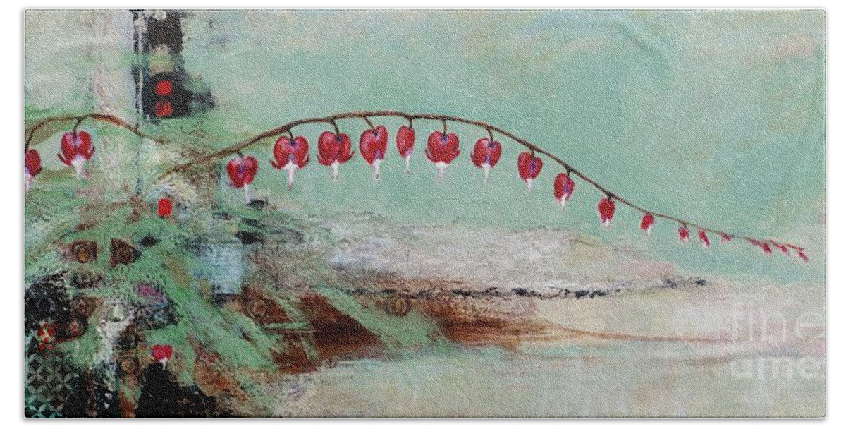 Bleeding Hearts Beach Towel featuring the painting Have We Become Comfortably Numb by Frances Marino