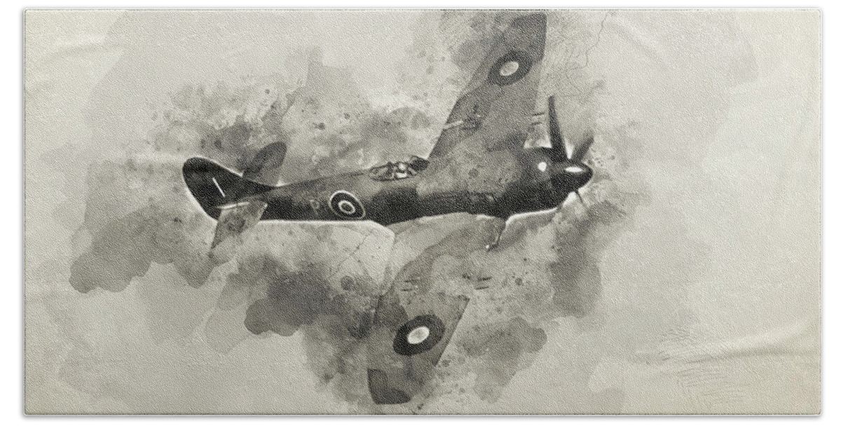 Tempest Beach Towel featuring the painting Hawker Tempest - 05 by AM FineArtPrints
