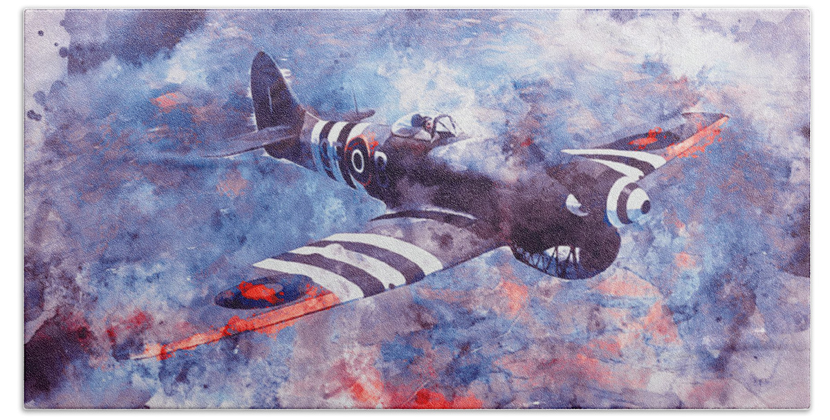 Tempest Beach Towel featuring the painting Hawker Tempest - 10 by AM FineArtPrints