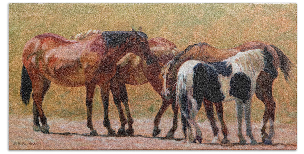 Horse Beach Towel featuring the painting Heads or Tails by Bonnie Mason
