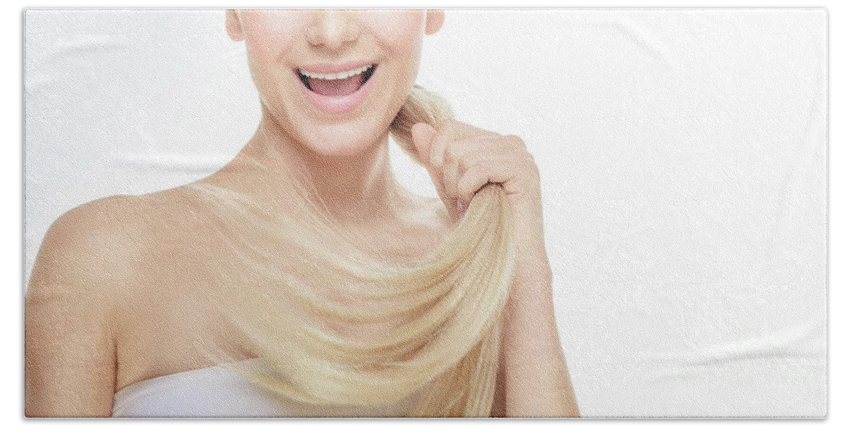 Background Beach Sheet featuring the photograph Healthy hair concept by Anna Om