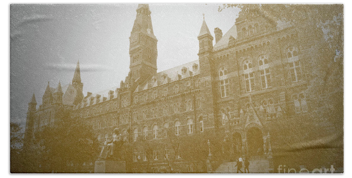 Georgetown Beach Towel featuring the photograph Healy Hall Sepia by Jost Houk