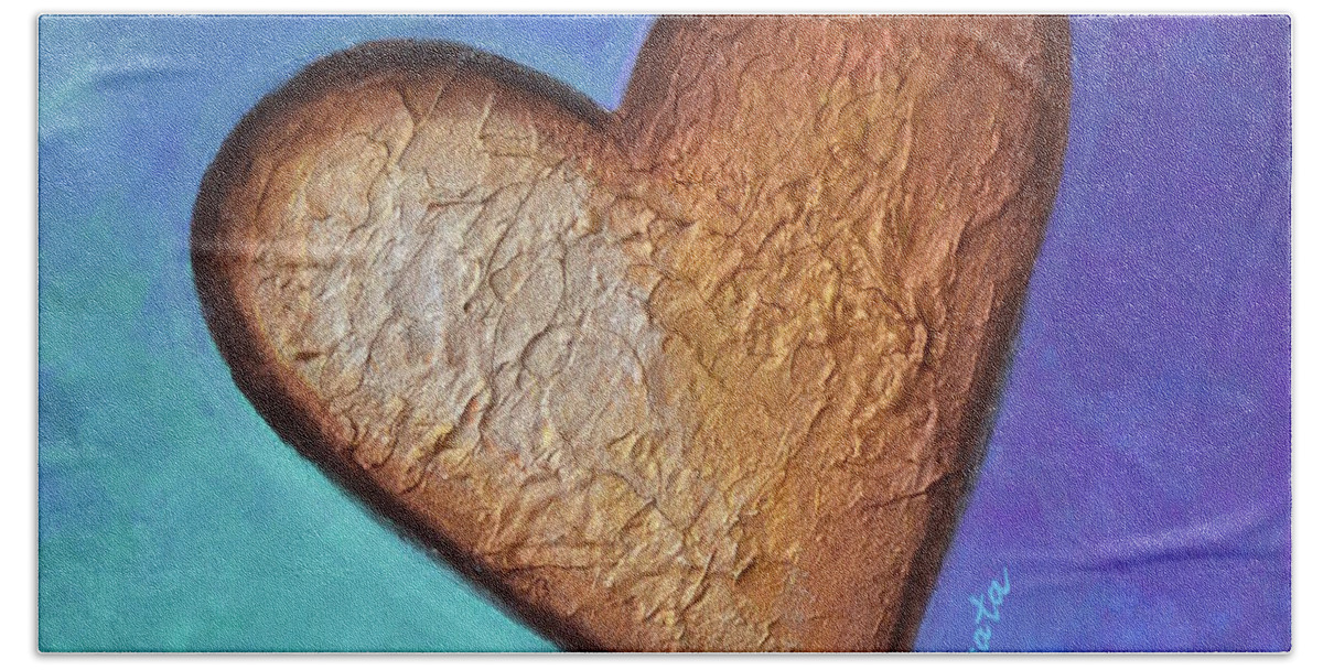 Heart Beach Sheet featuring the painting Heart by Agata Lindquist
