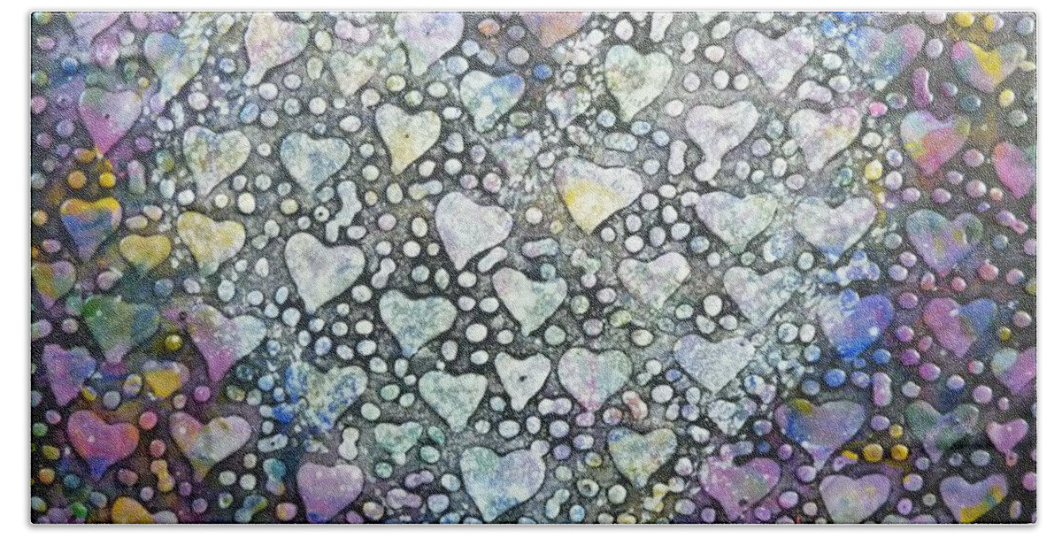 Heart Felt Beach Towel featuring the painting Heart Felt by Amelie Simmons