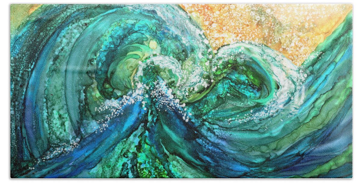 Carol Cavalaris Beach Towel featuring the mixed media Heart Of The Ocean by Carol Cavalaris