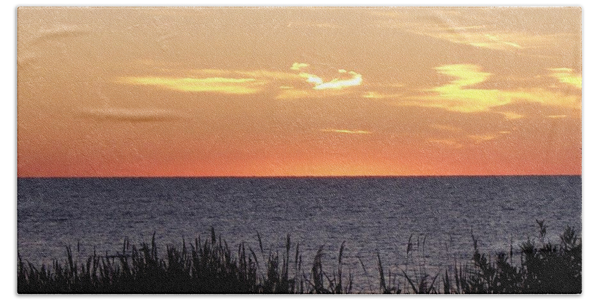 Sunset Beach Towel featuring the photograph Heart Sunset by Michelle Miron-Rebbe