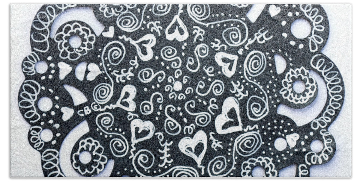 Zentangle Beach Towel featuring the drawing Hearty by Carole Brecht