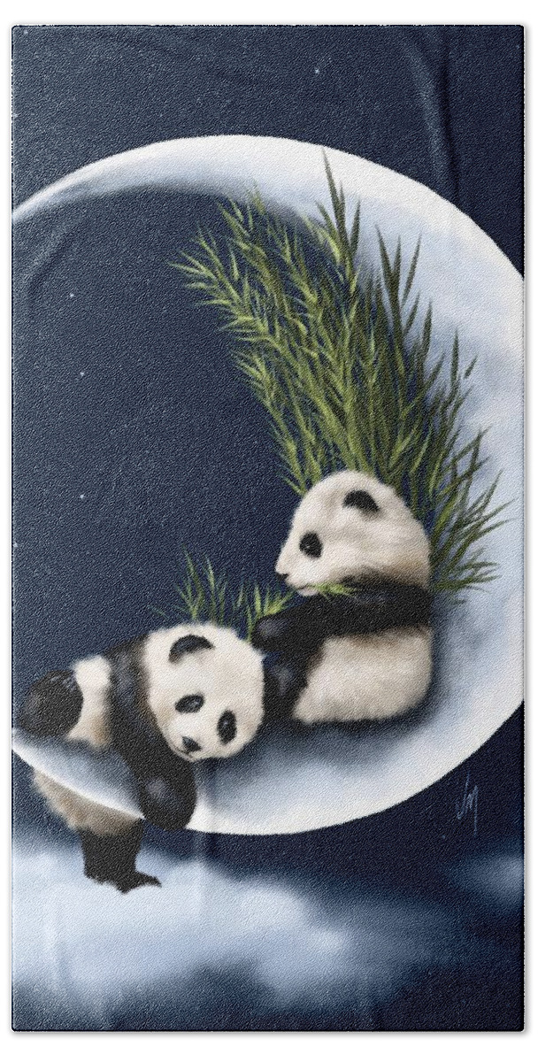 Panda Beach Towel featuring the painting Heaven of rest by Veronica Minozzi