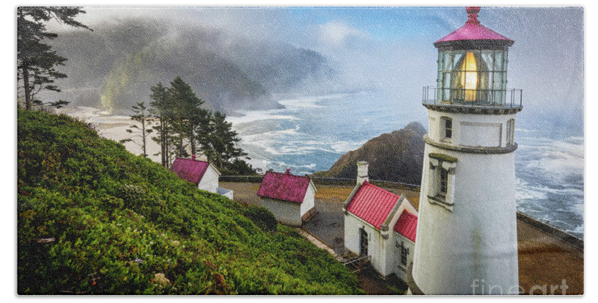 America Beach Towel featuring the photograph Heceta Fog by Inge Johnsson