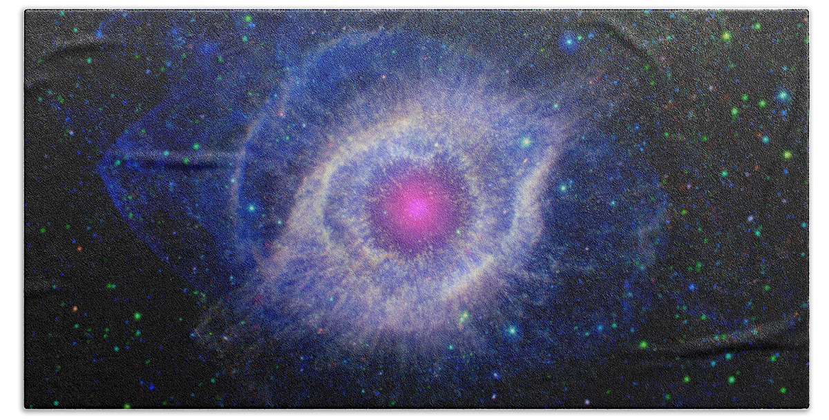 Science Beach Towel featuring the photograph Helix Nebula, Ngc 7293, Caldwell 63 by Science Source