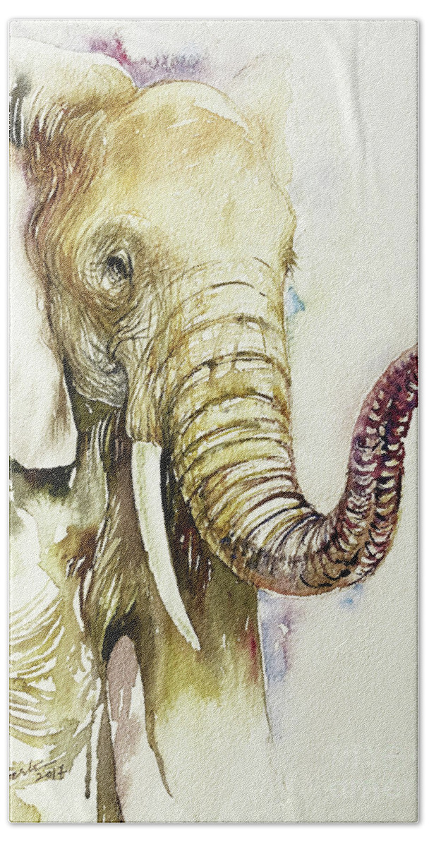 Elephant Beach Sheet featuring the painting Hello by Arti Chauhan