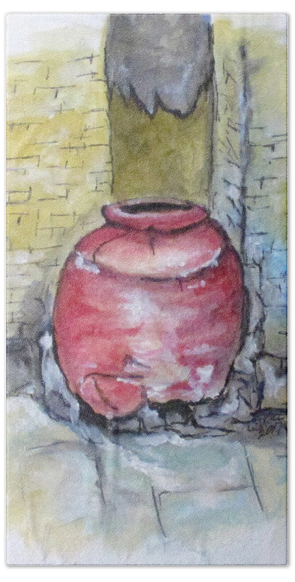 Amphora Beach Sheet featuring the painting Herculaneum Amphora Pot by Clyde J Kell