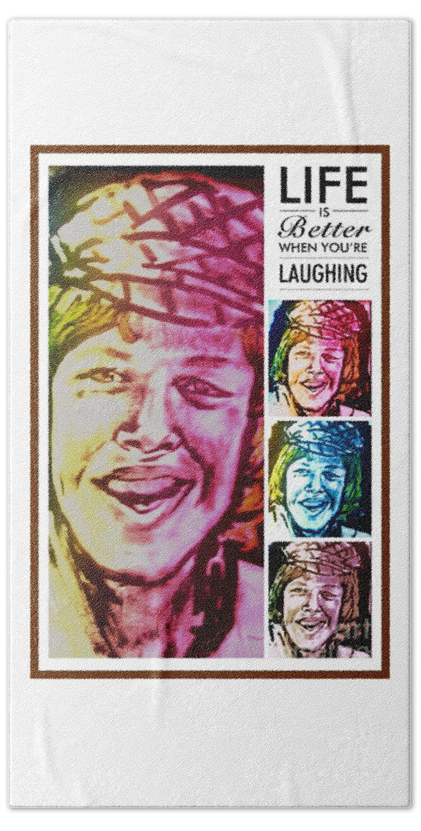 Herman's Hermits Beach Towel featuring the drawing Herman's Smile by Joan-Violet Stretch