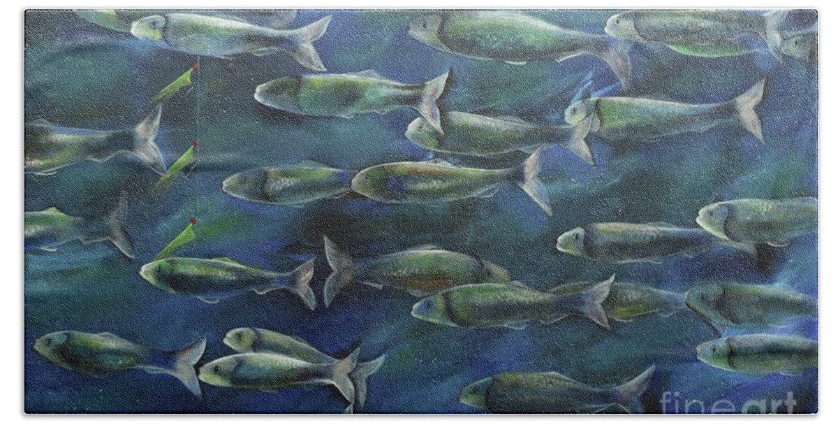 Deborhakerr Beach Towel featuring the painting Herring Run by Deborha Kerr