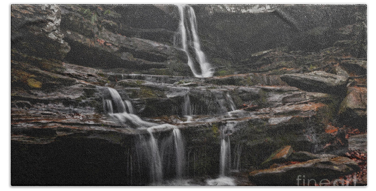 Waterfall Beach Towel featuring the photograph Hidden Falls by Randy Rogers