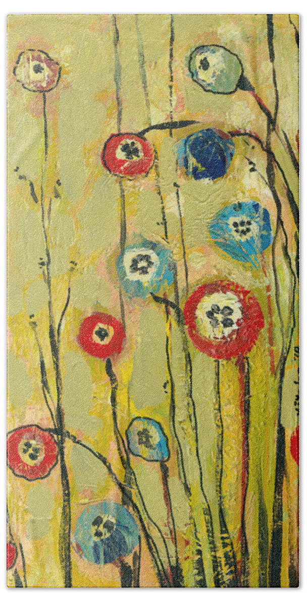 Floral Beach Towel featuring the painting Hidden Poppies by Jennifer Lommers