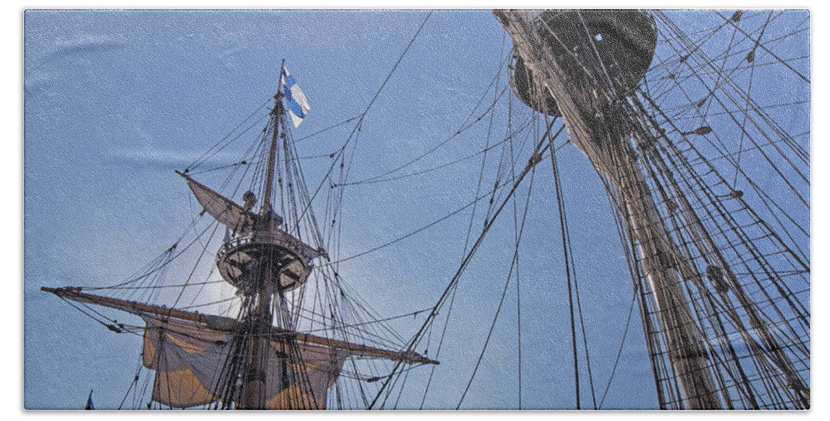 Swedish Beach Sheet featuring the photograph High on the Foremast by Allan Levin