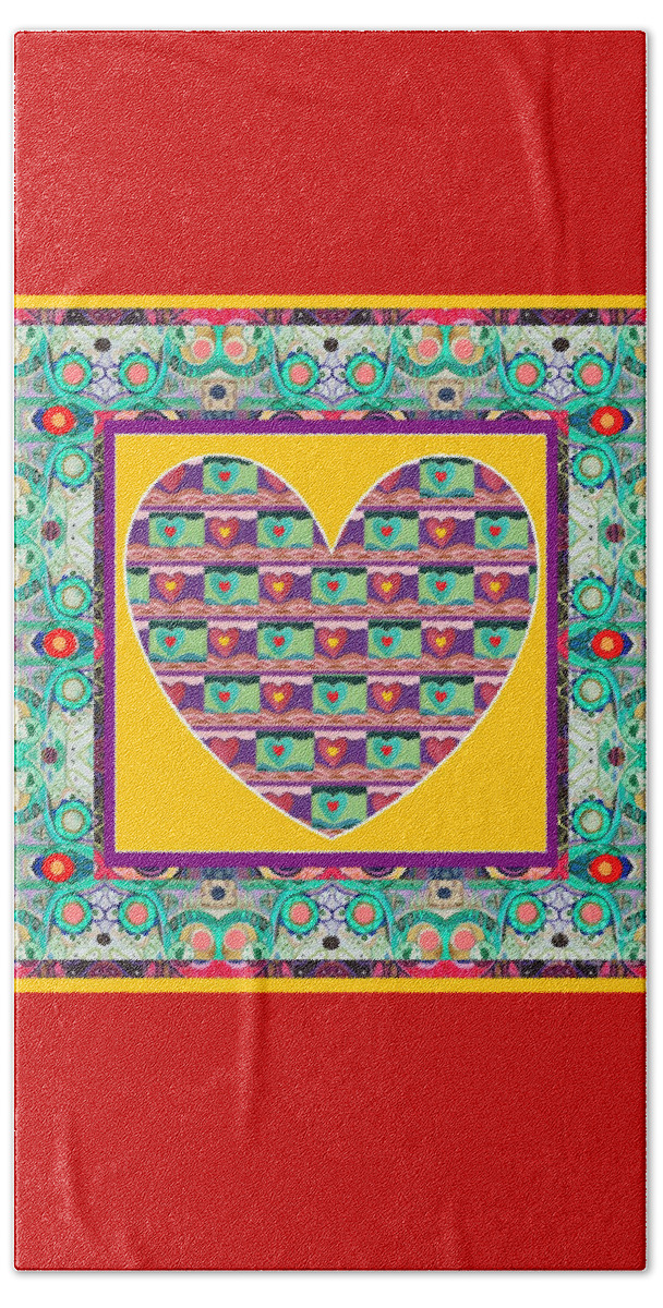 Hearts Beach Towel featuring the mixed media Higher Love - Heart of Hearts by Helena Tiainen