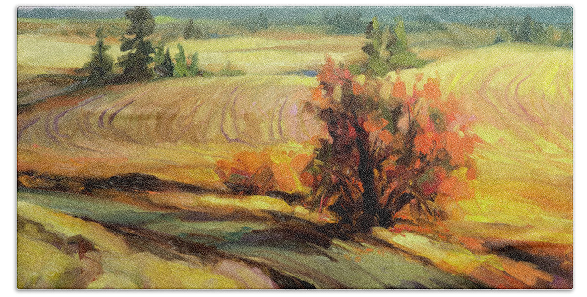 Country Beach Towel featuring the painting Highland Road by Steve Henderson