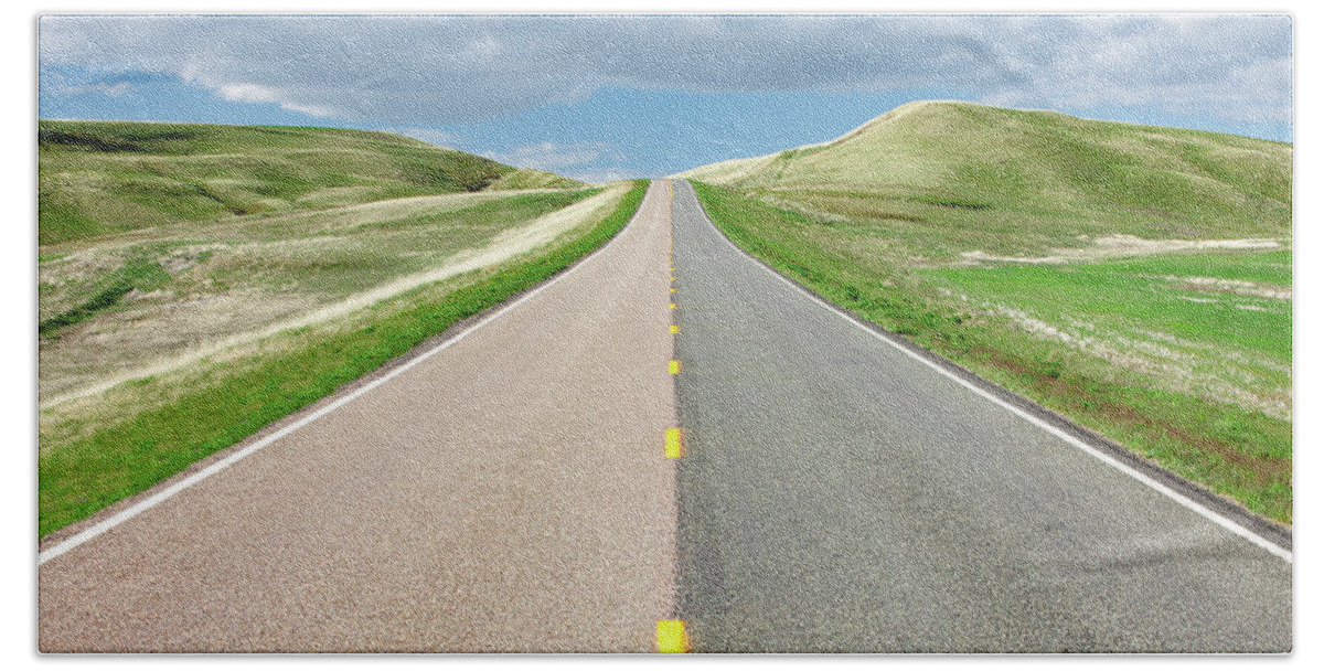 Road Beach Towel featuring the photograph Highwood Road by Todd Klassy