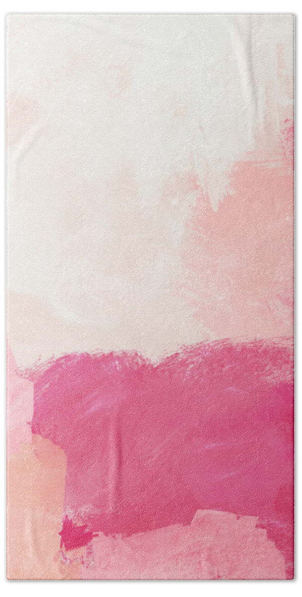 Abstract Beach Sheet featuring the mixed media History of Pink- Abstract Art by Linda Woods by Linda Woods