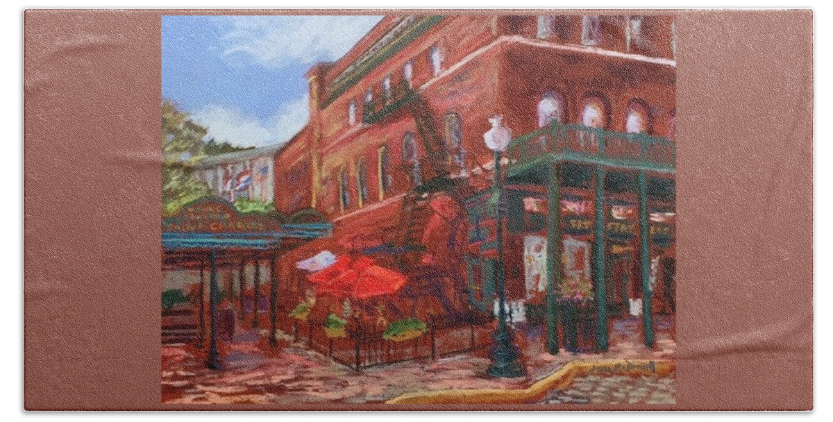 History Beach Sheet featuring the painting History on Main Street by Jane McDowell