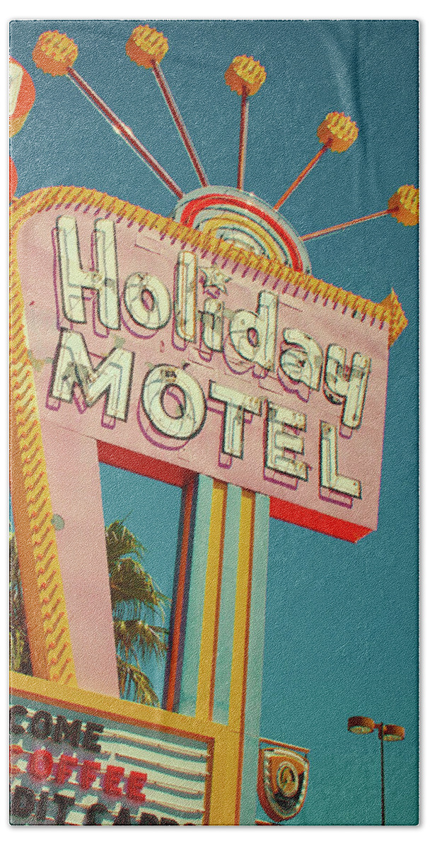 Las Vegas Beach Towel featuring the photograph Holiday Motel, Las Vegas by Jim Zahniser