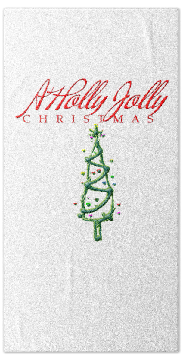 Christmas Beach Towel featuring the digital art Holly Jolly Christmas by Judy Hall-Folde