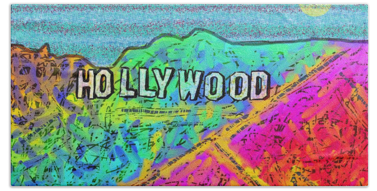 Hollywood Beach Sheet featuring the painting HollyColorWood by Jeremy Aiyadurai