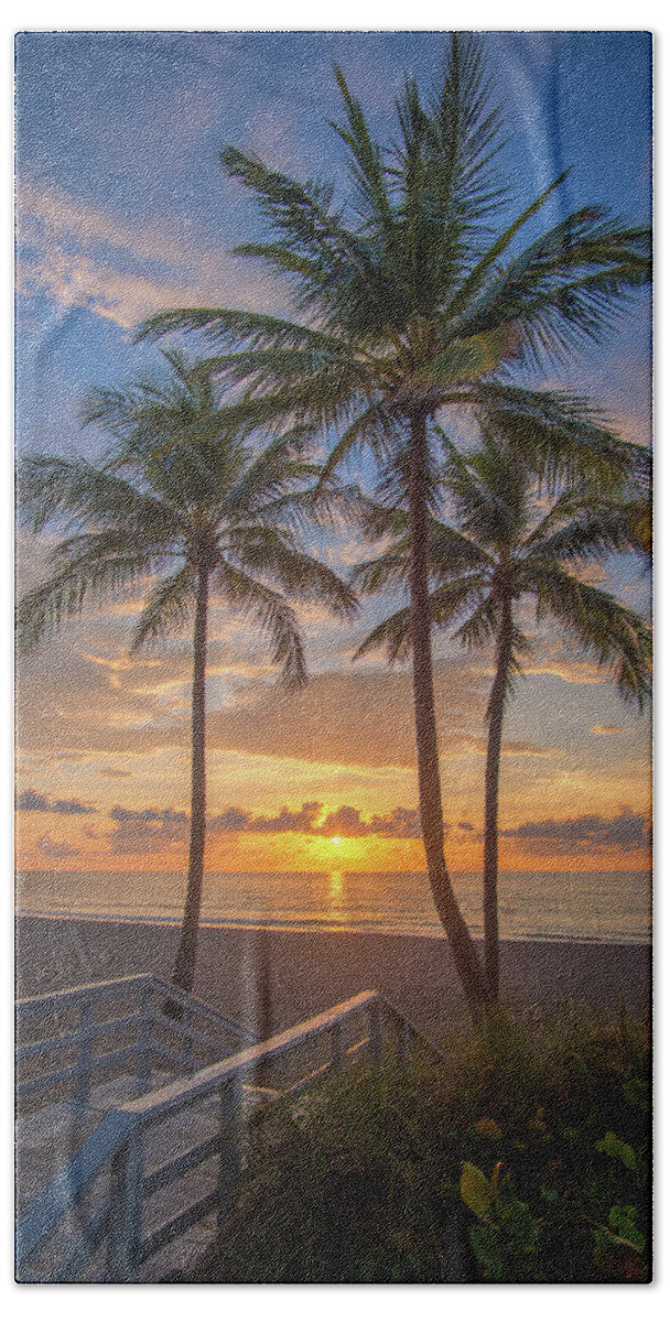 Broward County Beach Towel featuring the photograph Hollywood Beach Sunrise from Keating Beach by Kim Seng